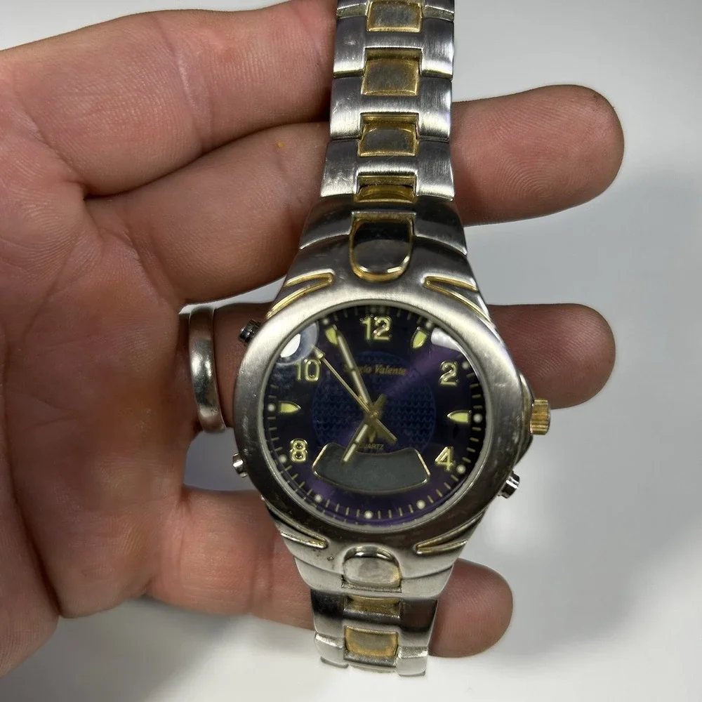 Vintage Y2K Sergio Valente Analog Digital Quartz Two-Tone Stainless Steel